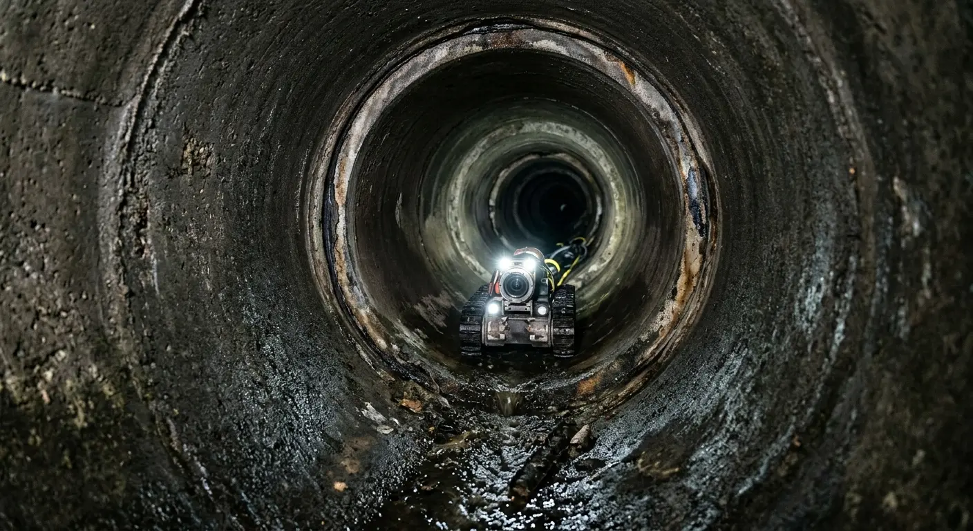 Robotic sewer camera inspecting pipe interior for Drain Snake Service in Malta